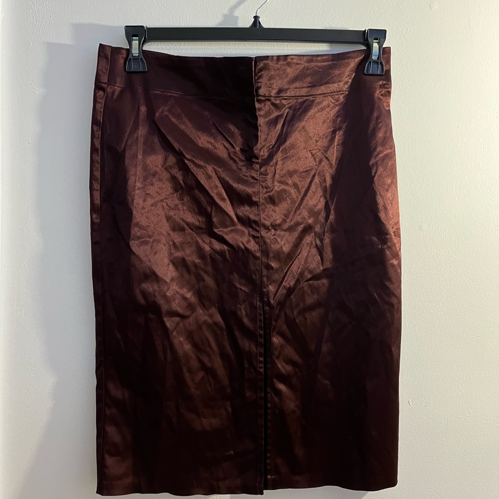 Chocolate silk pencil skirt